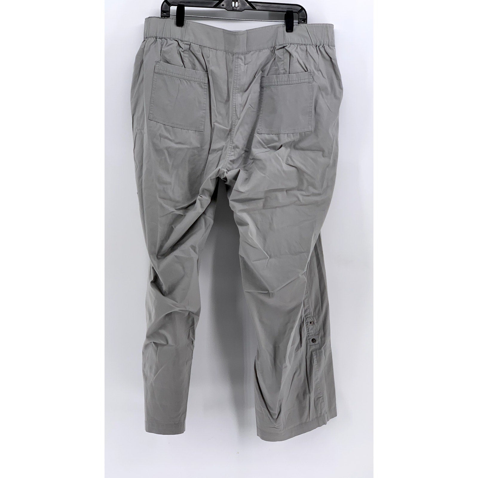 CHICO'S Women's Gray Solid Straight Leg Roll-Hem Pants SZ 3(XL)