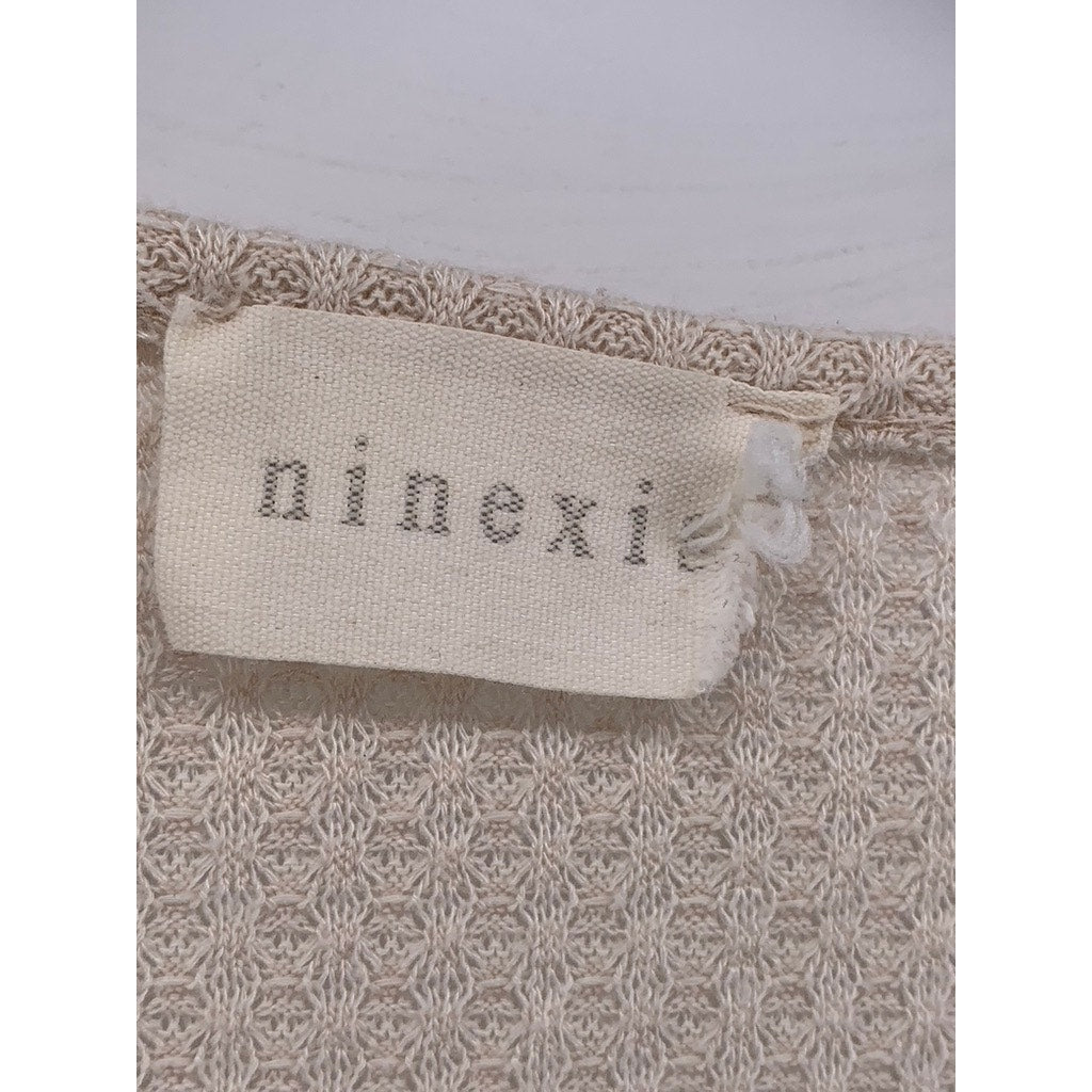 NINEXIS Women's Beige Textured Scoop-Neck Long Sleeve Top SZ L
