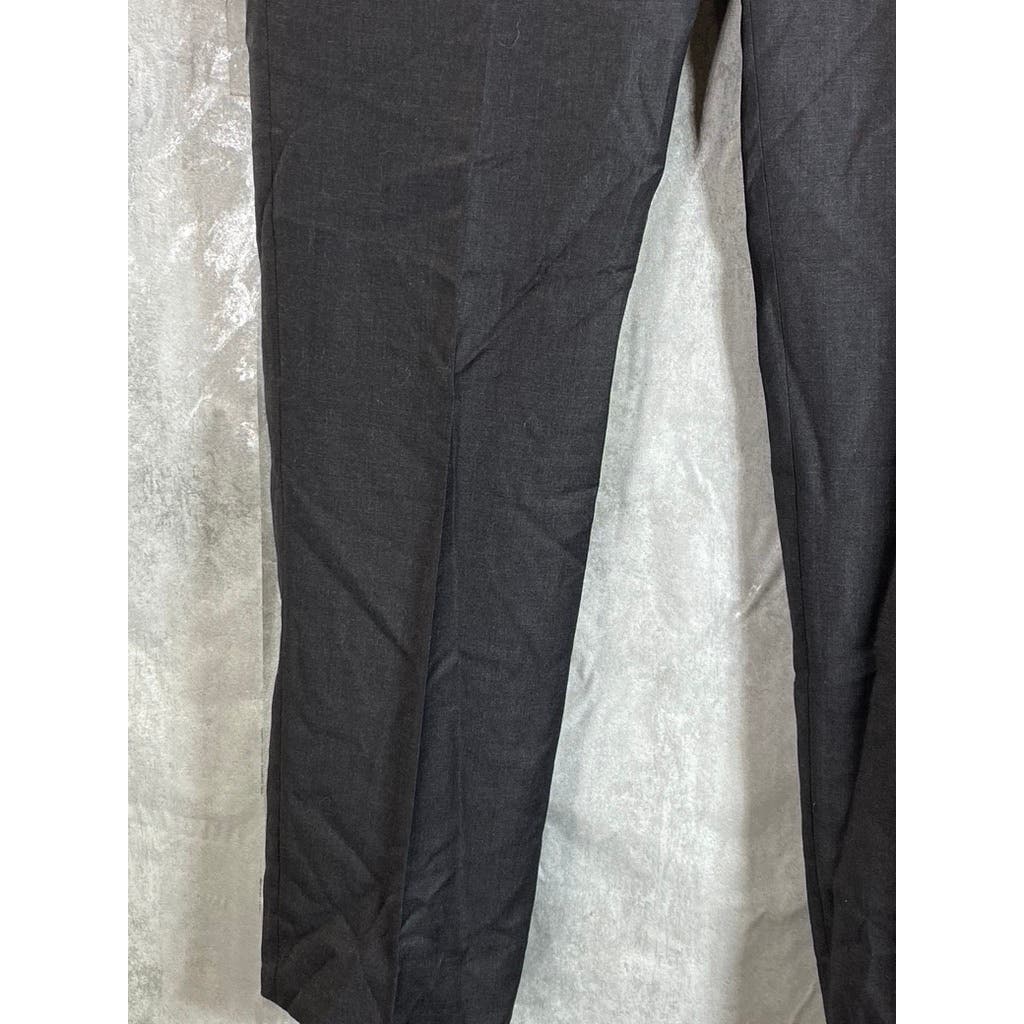 UNBRANDED Men's Black Luxe Flat Front Wool & Cashmere Blend Slim Trousers SZ 34R