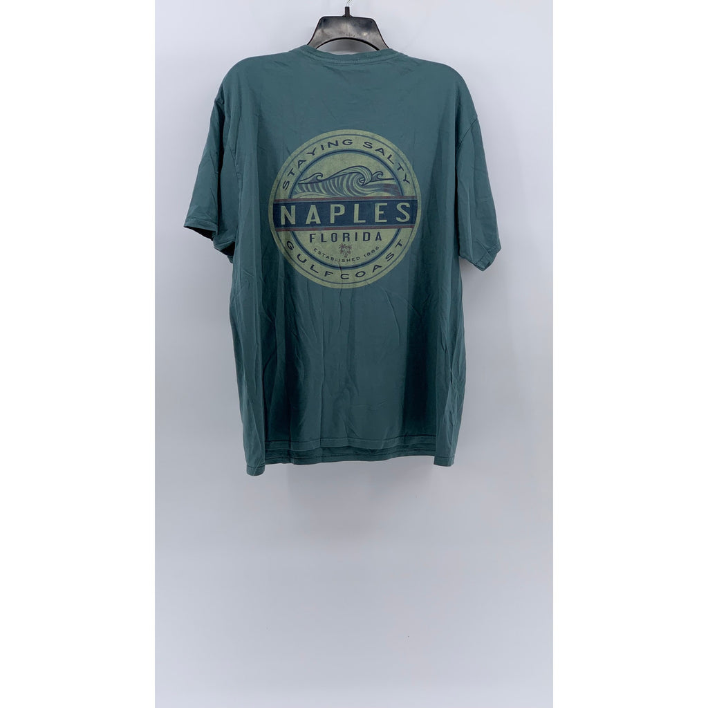 BLUE84 Men's Blue-Green Naples Florida Graphic Crewneck Cotton T-Shirt SZ L