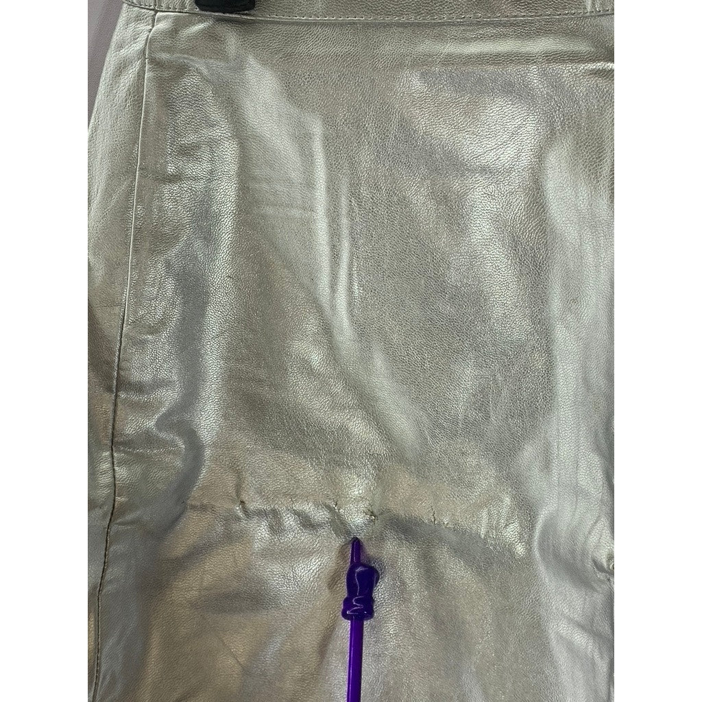 STREETWEAR SOCIETY Women's Silver Metallic Faux-Leather Mini Skirt SZ S