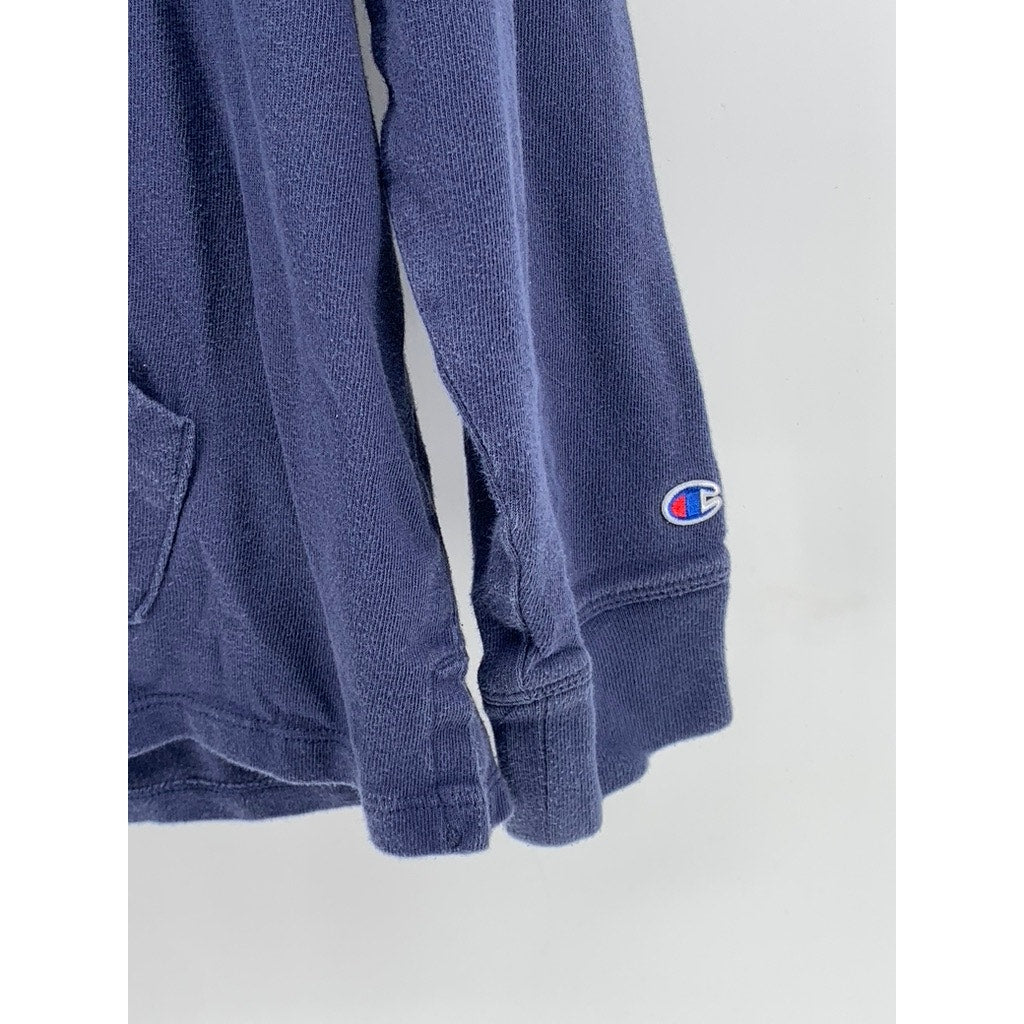 CHAMPION Women's Washed Navy Script Logo Hoodie SZ S