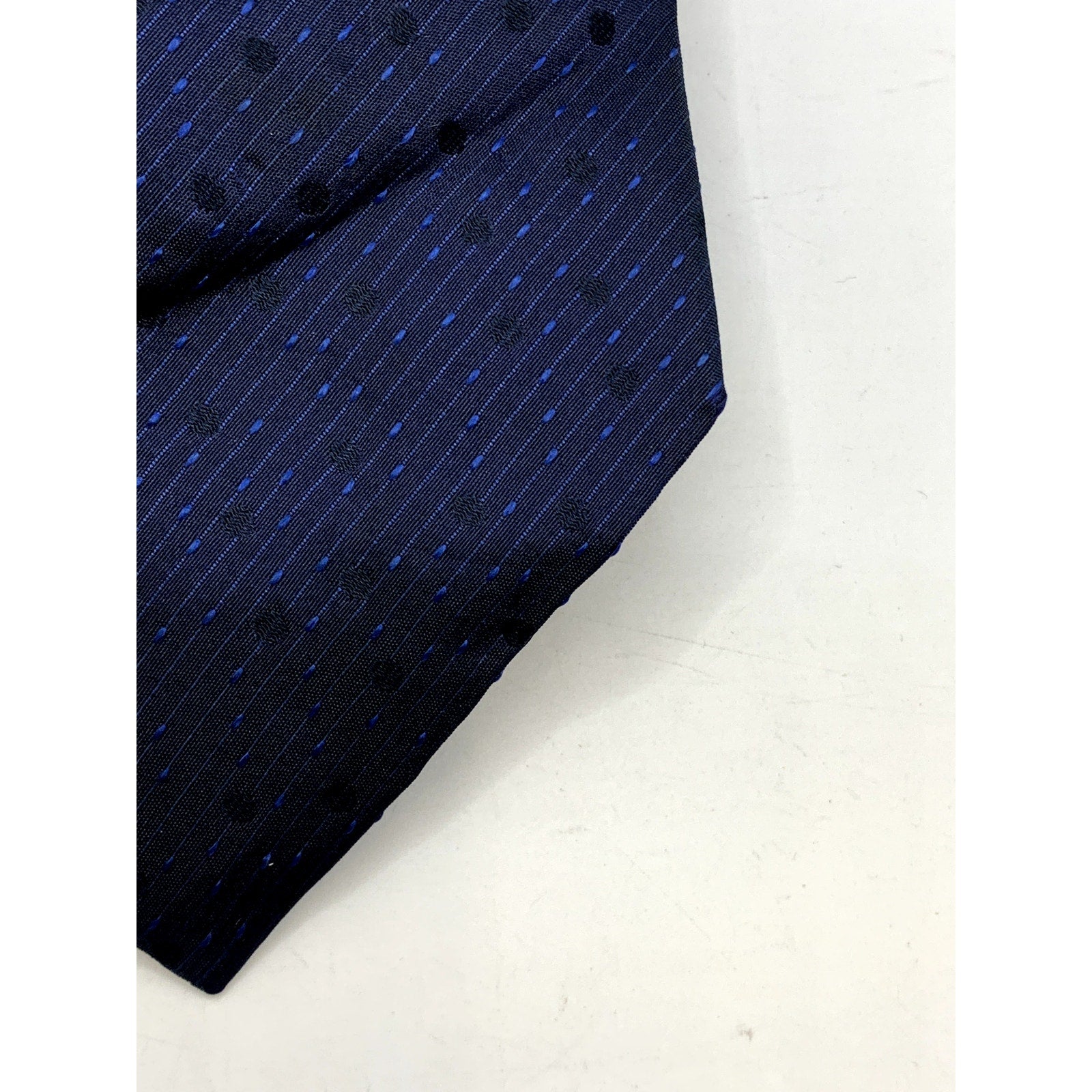 CALVIN KLEIN Men's Vintage 90's Silk Polka Dotted USA Navy Blue Tie OS