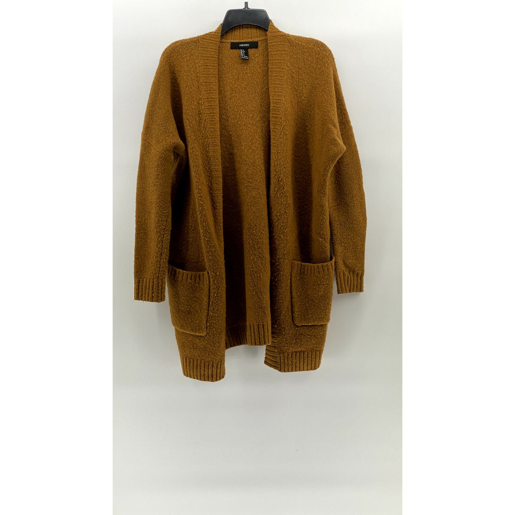 FOREVER 21 Women's Mustard Yellow Knit Wool-Blend Open-Front Cardigan SZ S