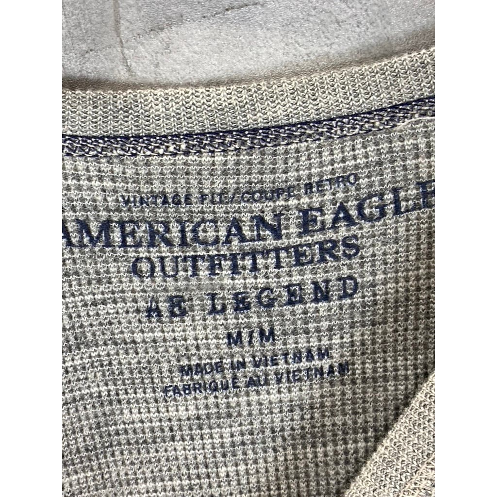 AMERICAN EAGLE Men's Heather Gray Crewneck Vintage Fit Waffle Knit T-Shirt SZ M