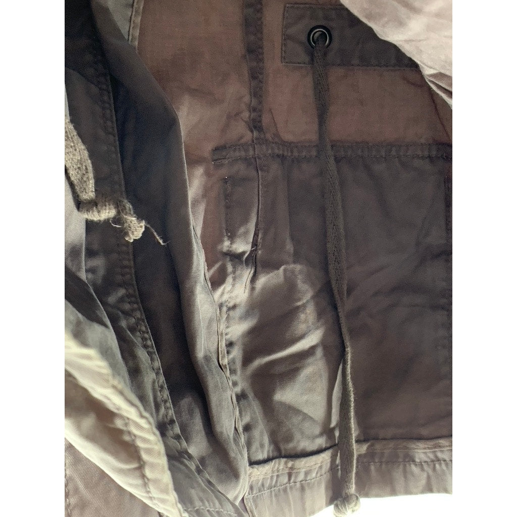 BANANA REPUBLIC Women's Gray Zip-Up Button Drawstring Long Sleeve Jacket SZ M