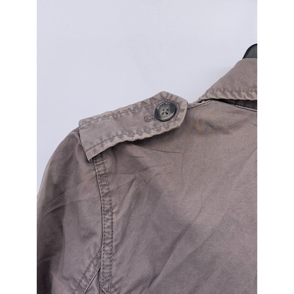 BANANA REPUBLIC Women's Gray Zip-Up Button Drawstring Long Sleeve Jacket SZ M