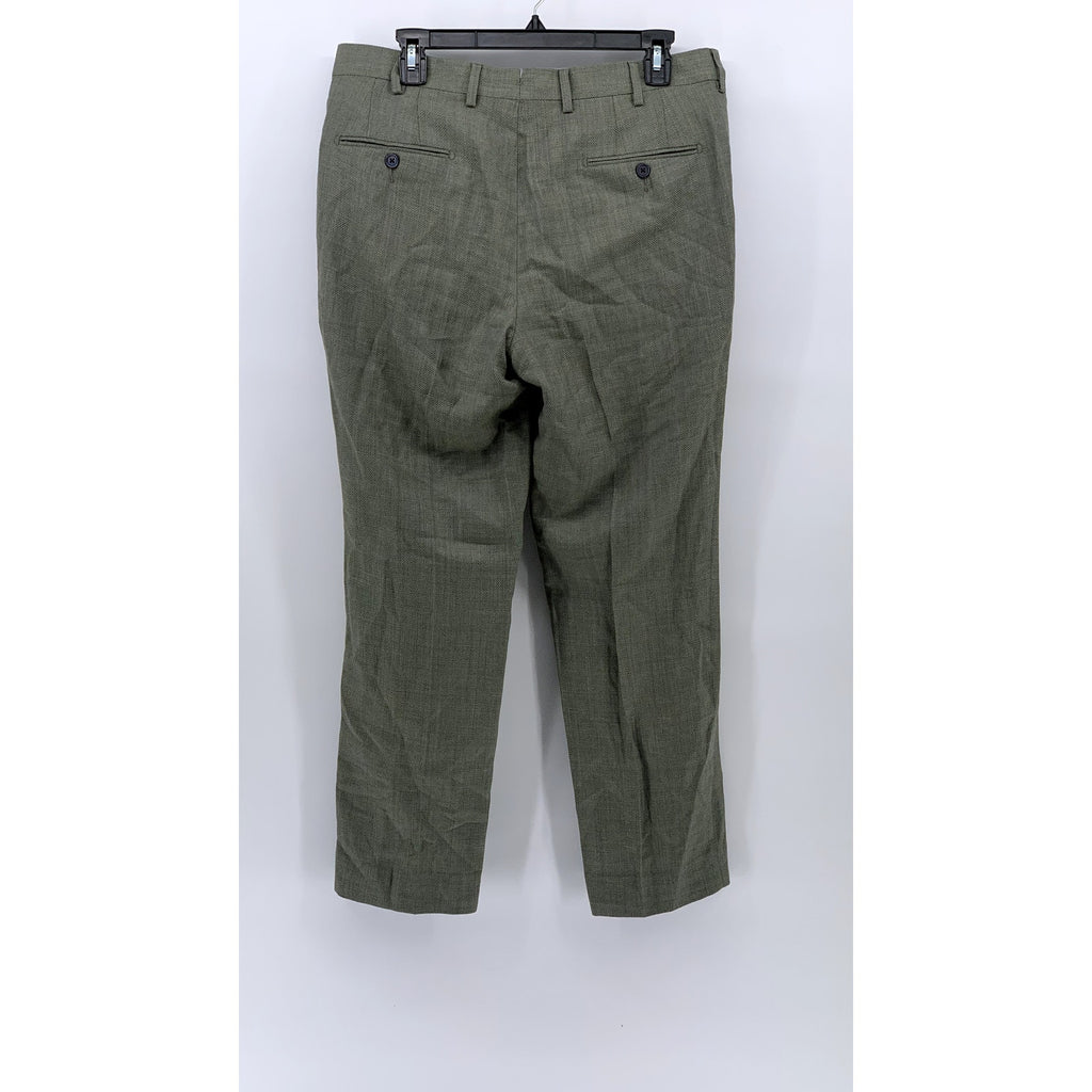PROPER CLOTH Men's Sage Green Stretch Wool & Linen Twill Dress Pant SZ 34
