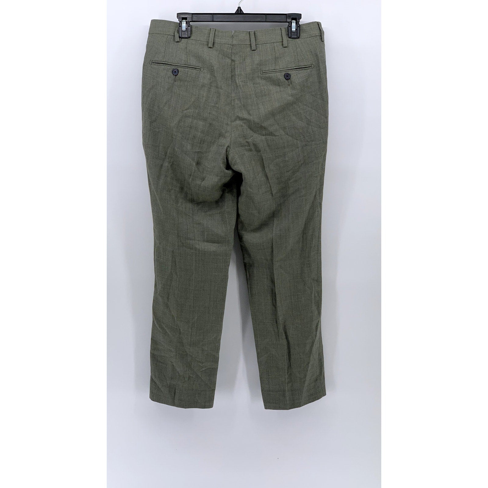 PROPER CLOTH Men's Sage Green Stretch Wool & Linen Twill Dress Pant SZ 34