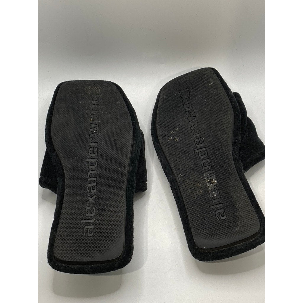 ALEXANDER WANG Women's Black-White Lana Padded Logo Slide Slippers SZ 41(US11)