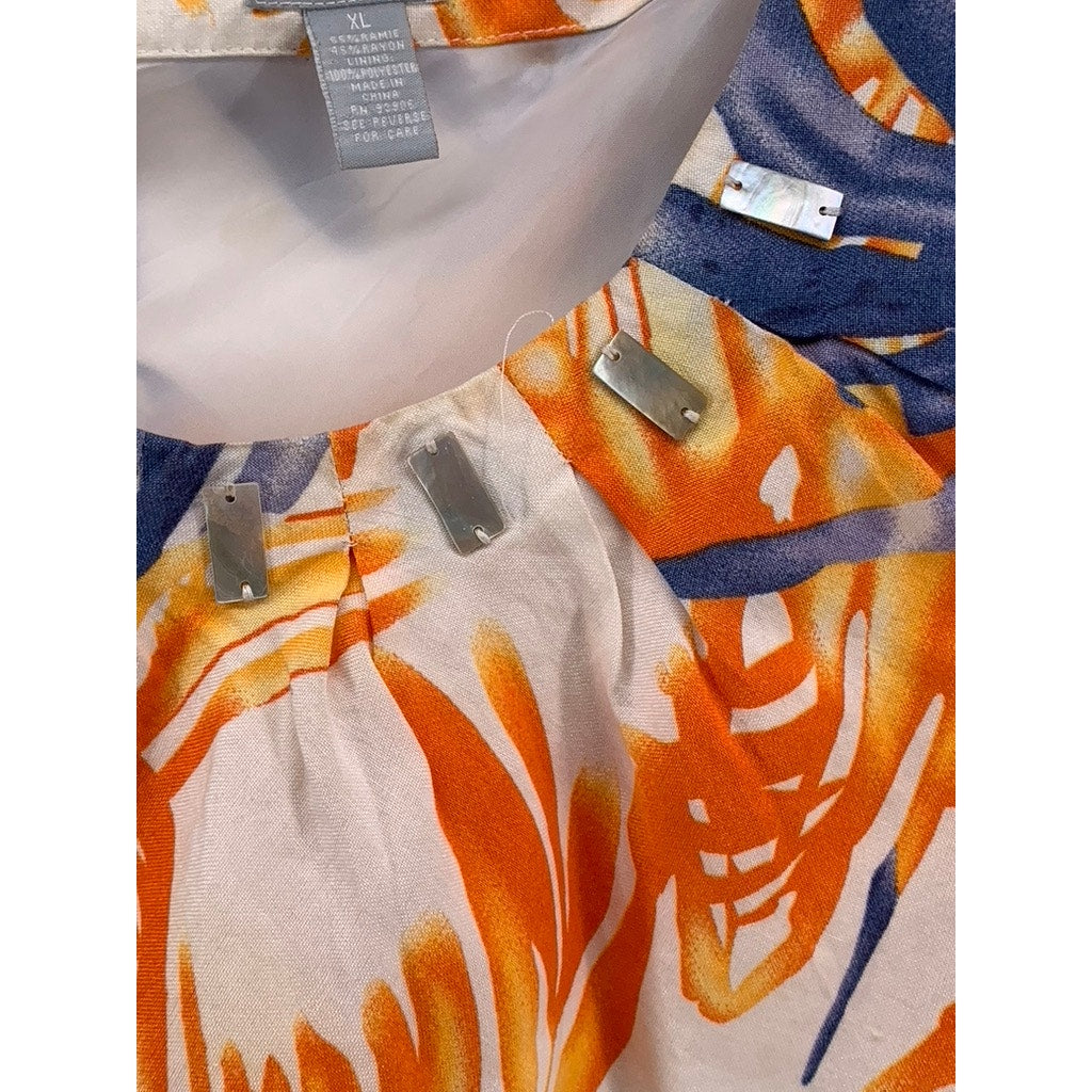 SHERRY TAYLOR Women's White Floral Embellished Tank Top SZ XL