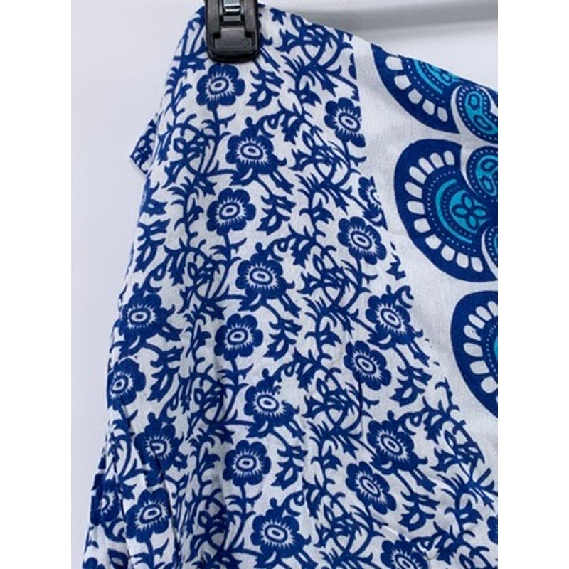 UNBRANDED Women’s Blue Shell-Animal Print Fringe Scarf