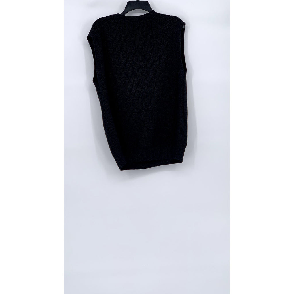 UNIQLO Unisex Adult Black Rib Knit Crewneck Sleeveless Cotton-Blend Vest SZ S