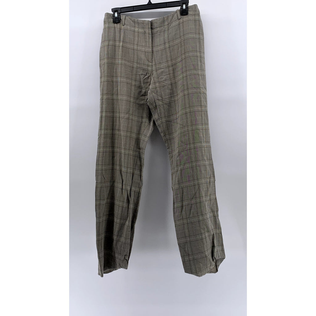 UNBRANDED Women’s Tan Plaid Hook & Bar Straight-Leg Pants SZ 12