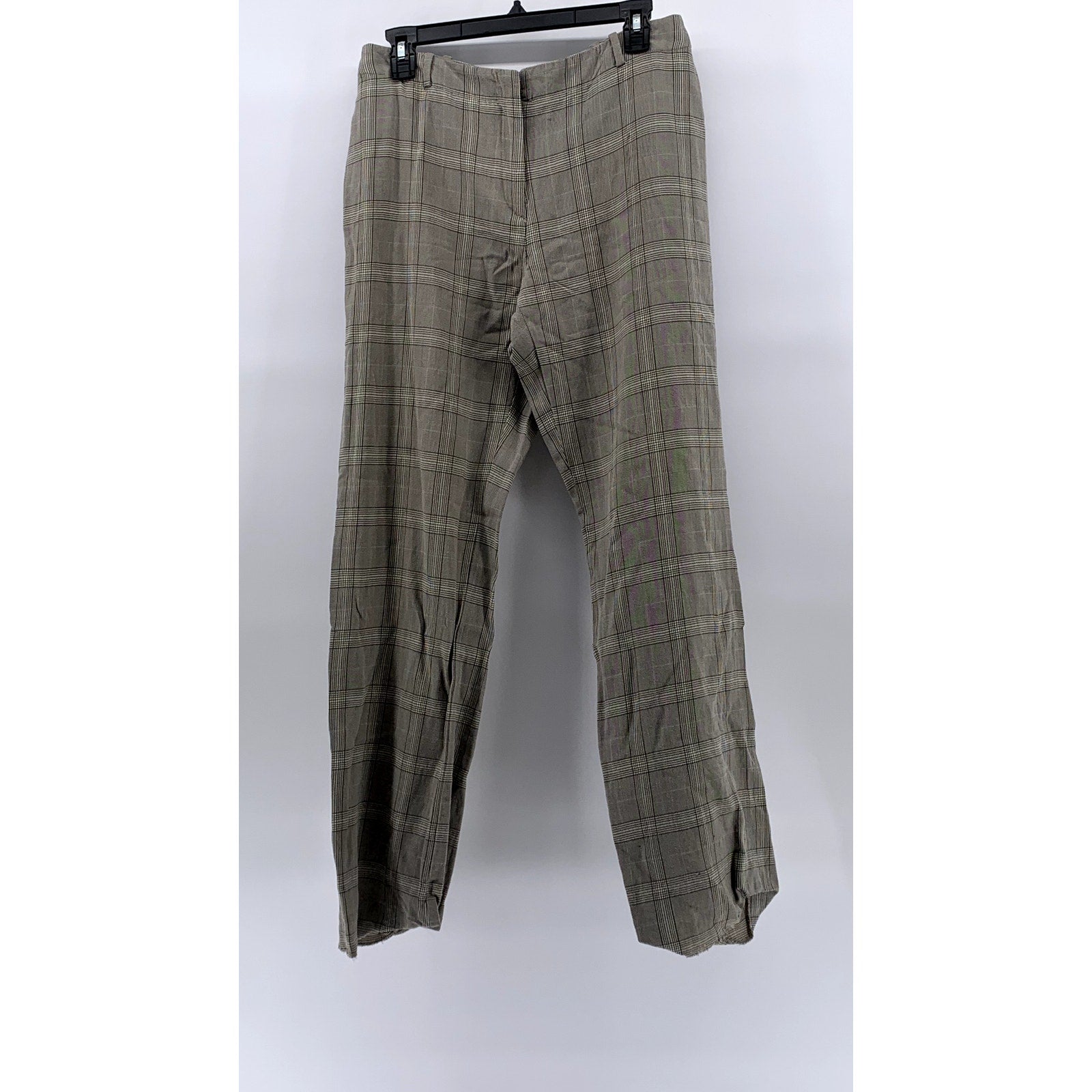 UNBRANDED Women’s Tan Plaid Hook & Bar Straight-Leg Pants SZ 12