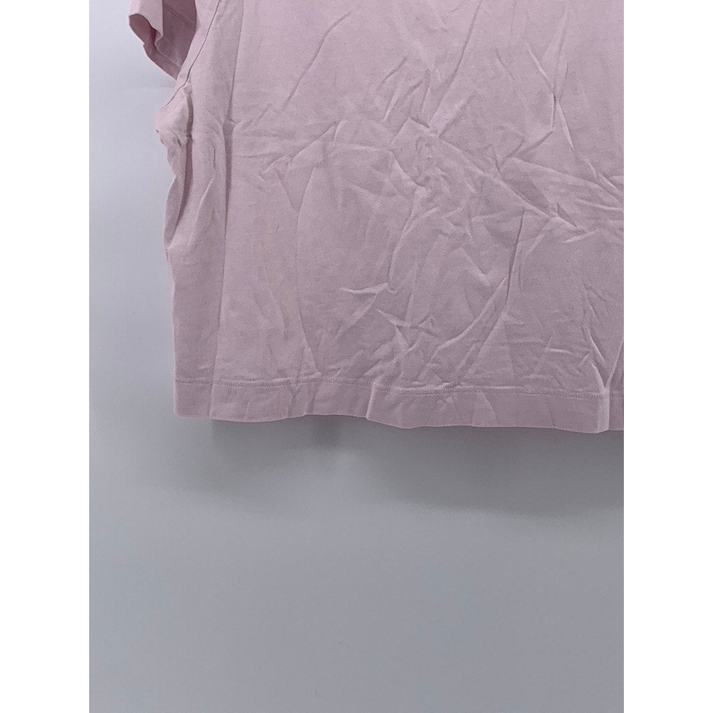 WILFRED FREE Women's Light Pink Solid Crewneck Short Sleeve Cropped Top SZ L