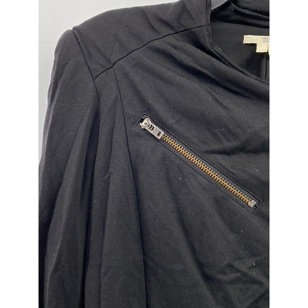 HELMUT HELMUT LANG Women's Petite Black Asymmetrical Zip-Up Top SZ P-XS