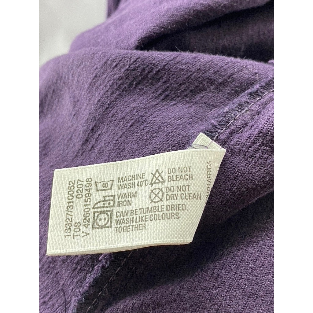 WOOLSWORTHS Women's Dark Purple Four-Pocket Button-Up Long Sleeve Top SZ 16(L)