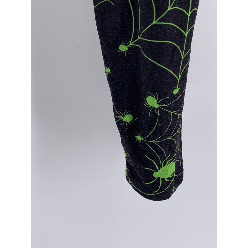 FABULEGS Women's Black-Green Spider-Web Print Leggings SZ XXL