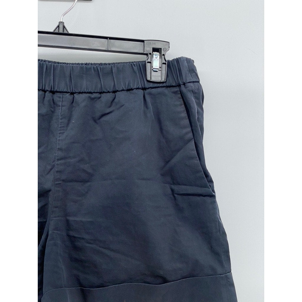 COS Women's Navy Blue Solid Cotton Cuffed Casual Mom Pull-On Shorts SZ 4