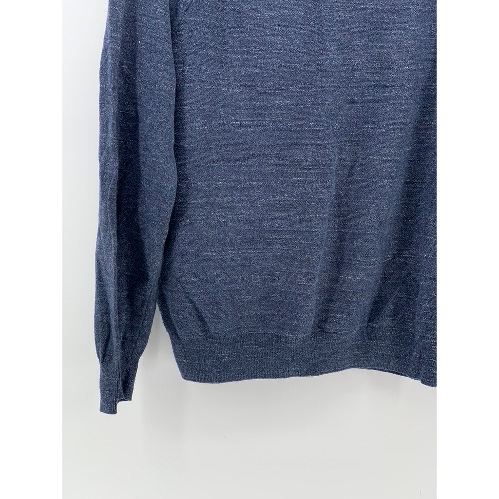 J.CREW Men's Blue Heather Cotton Crewneck Slim-Fit Knit Pullover Sweater SZ M