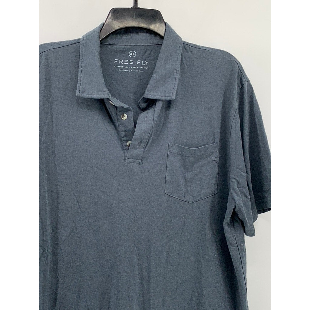 FREE FLY Men's Blue Short Sleeve Polo SZ XL