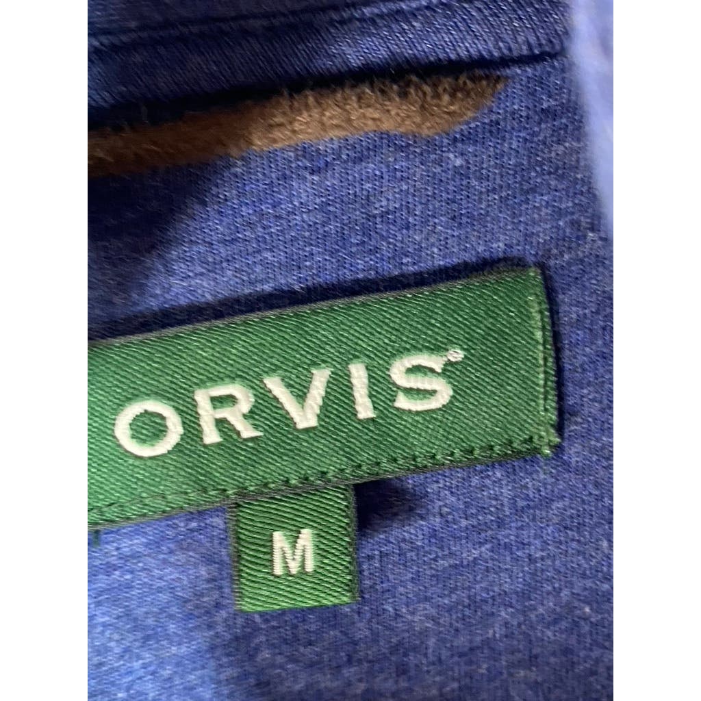 ORVIS Men's Navy Quilted Quarter-Zip Pullover Sweater SZ M