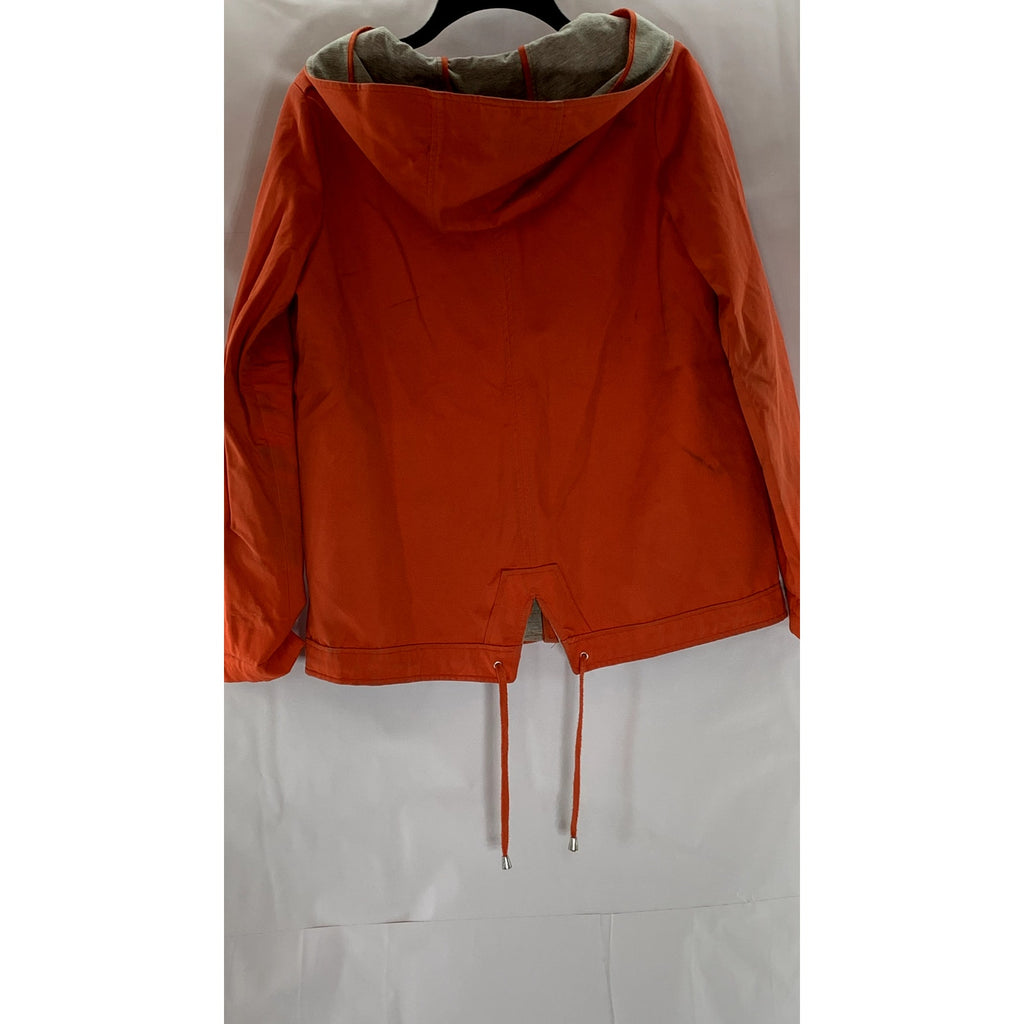TOPSHOP Women's Orange Snap-Button Full-Zip Drawstring Hem Jacket SZ 2