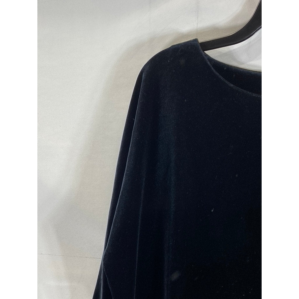 NEW YORK & CO. Women's Black Velvet 3/4 Sleeve Velvet Stretch Tunic Dress SZ M