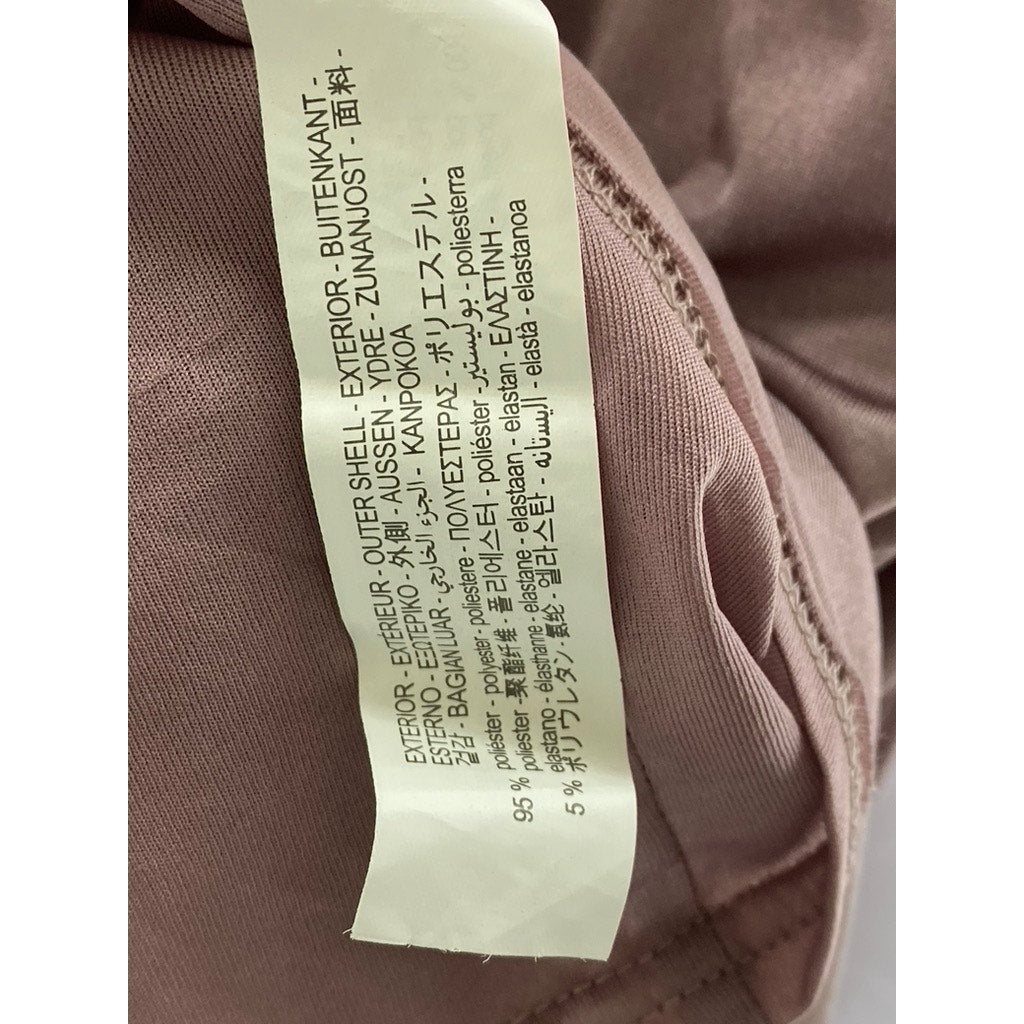 ZARA Women’s Pink Silk Mock-Neck Long Sleeve Side-Ruched Mini Dress SZ S