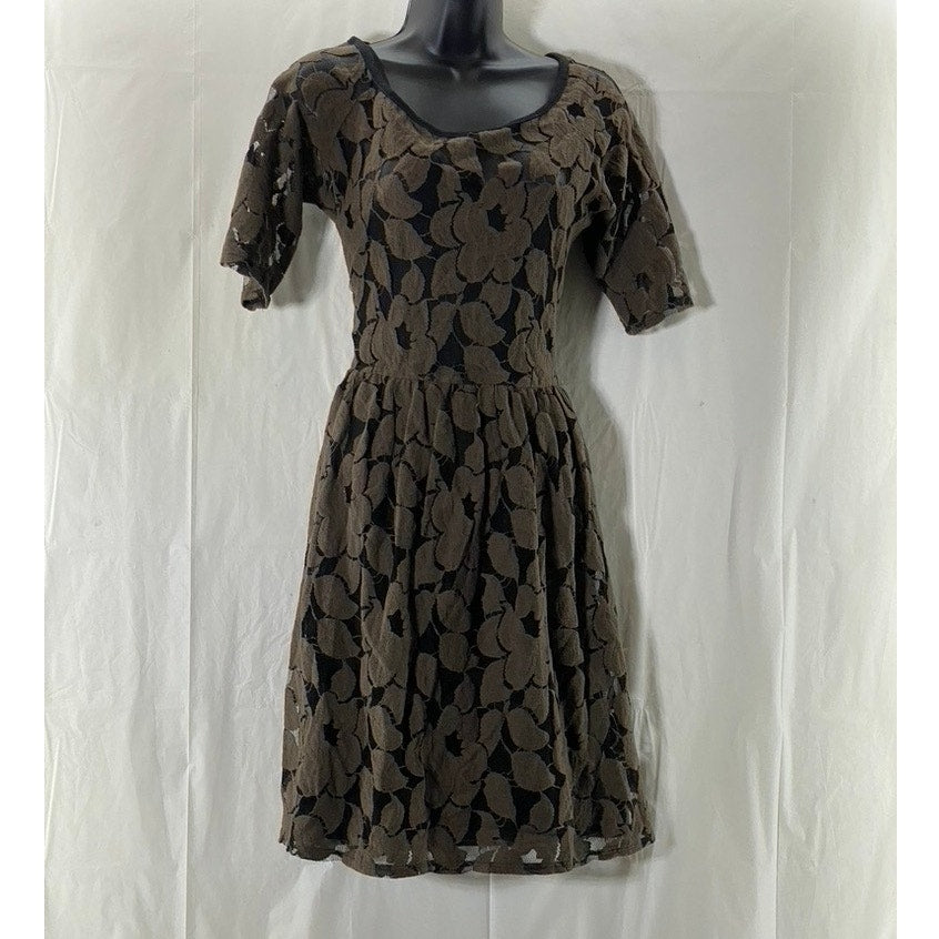 WESTON WEAR ANTHROPOLOGIE Women's Brown Unconditional Osier Lace Mini Dress SZ M