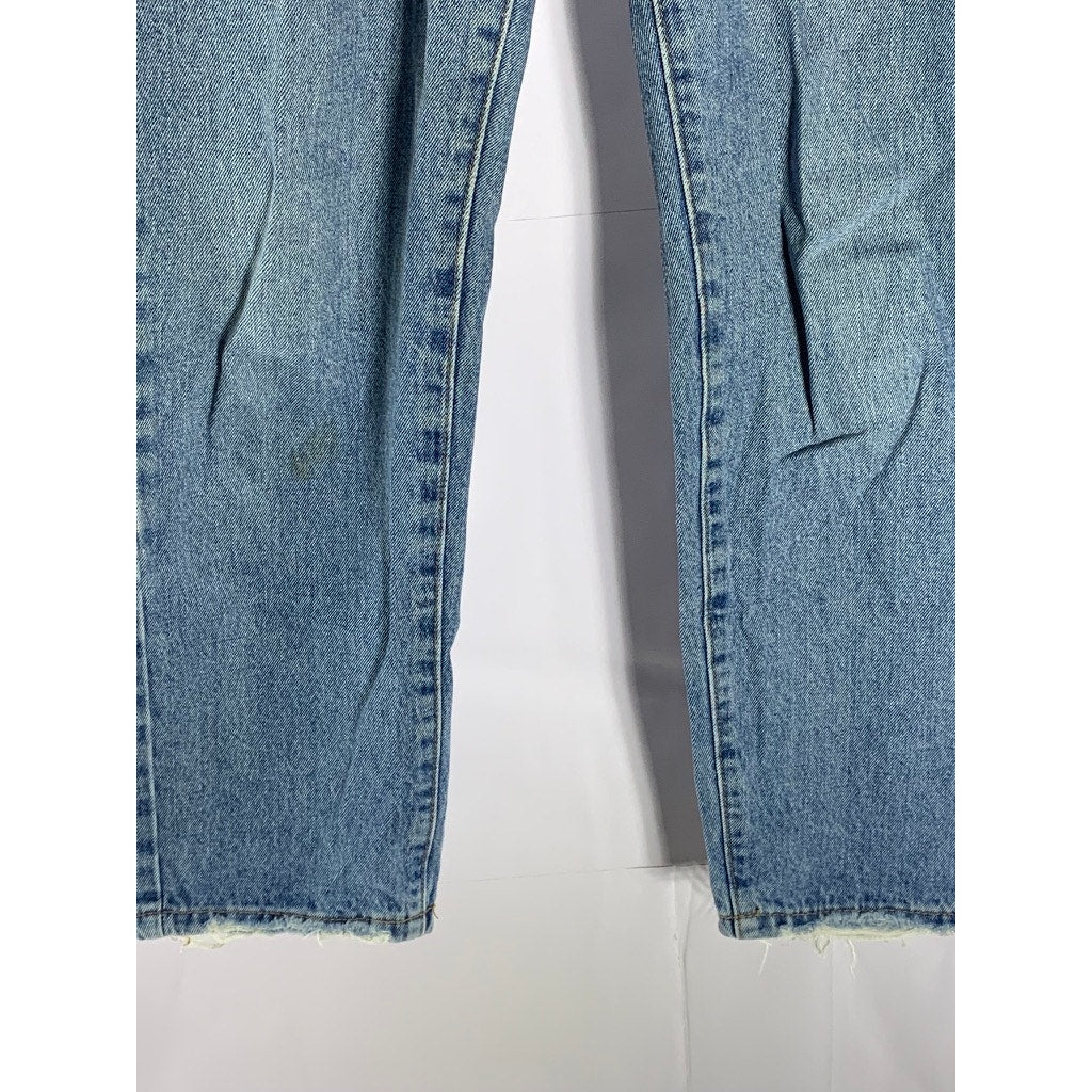 COTTON ON Women's Blue Denim Tapered-Leg High-Ris Distressed Mom Jean SZ 6