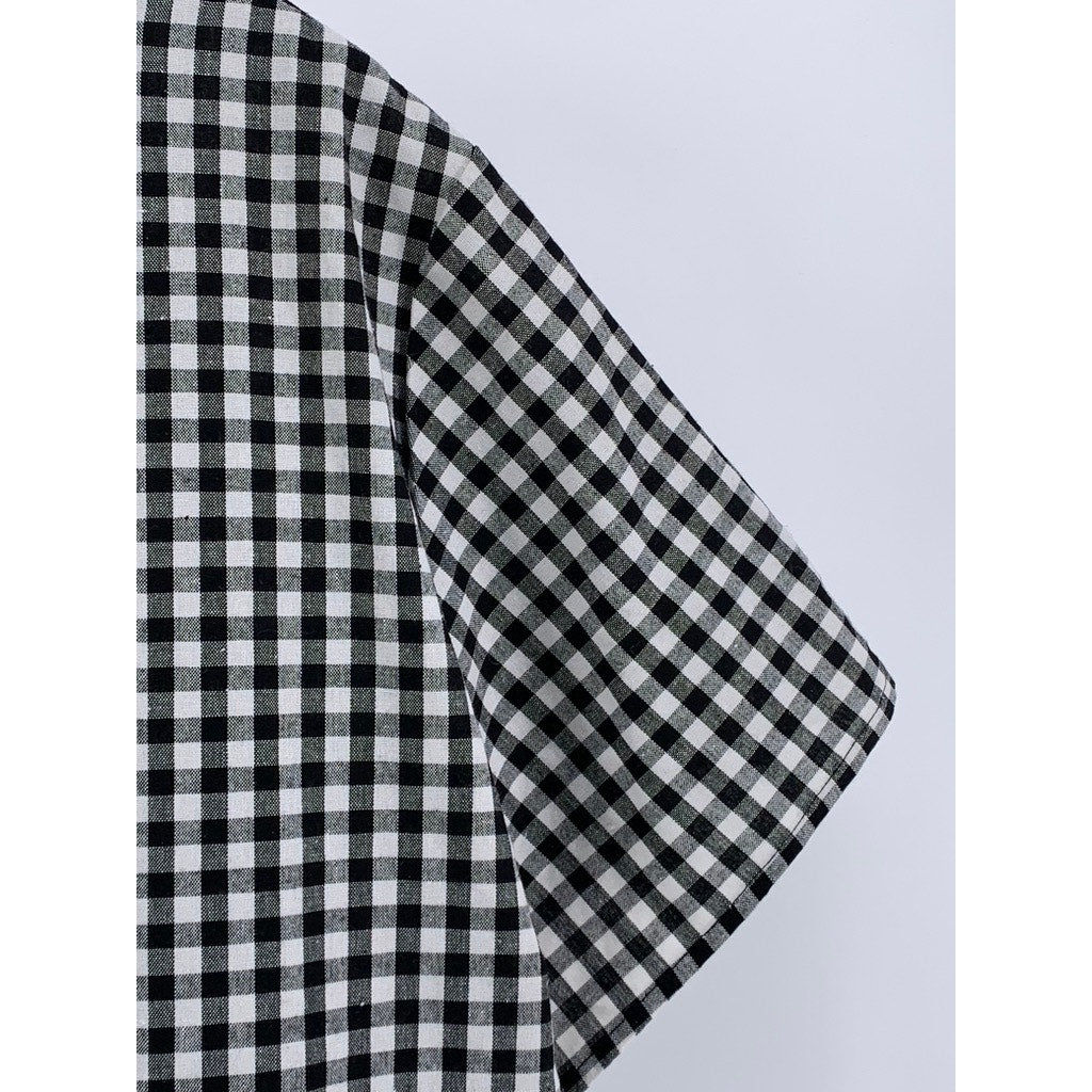 EMERY ROSE Women's Black-White Micro Plaid Short Sleeve Dress SZ 3XL