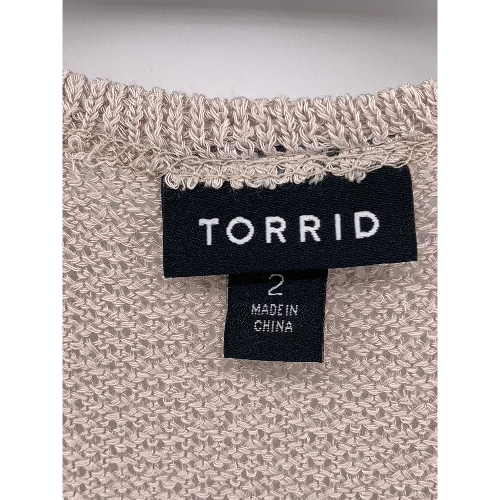 TORRID Women's Plus Beige Short Sleeve Cocoon Open-Front Cardigan SZ 2