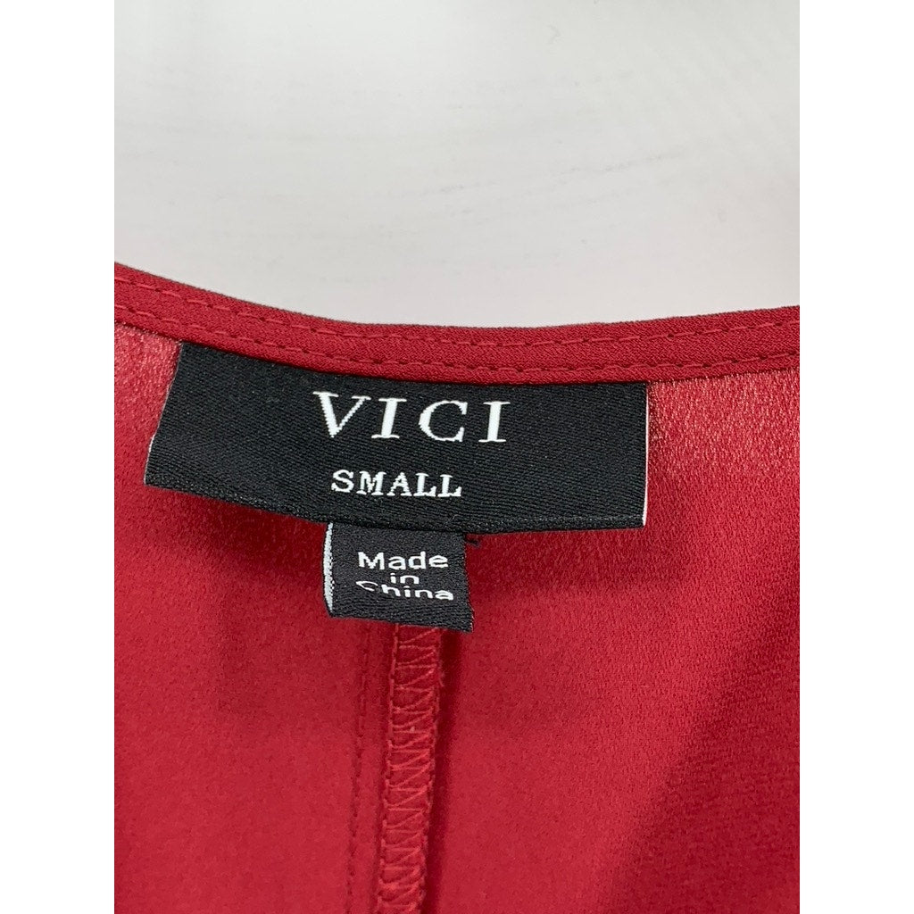 VICI Women's Burgundy Wrap Long Sleeve Pleated Maxi Dress SZ S