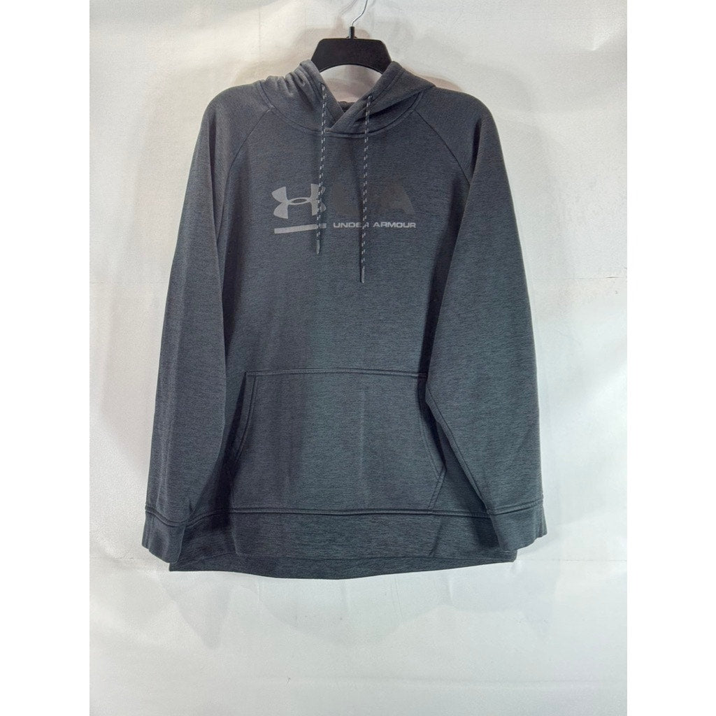 UNDER ARMOUR Men's Gray Coldgear Graphic Loose-Fit Pullover Hoodie SZ L