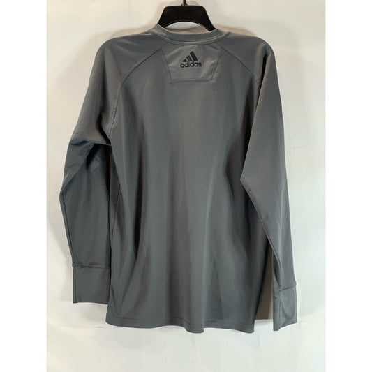 ADIDAS Men's Gray Crewneck Climalite Long Sleeve Active T-Shirt SZ M