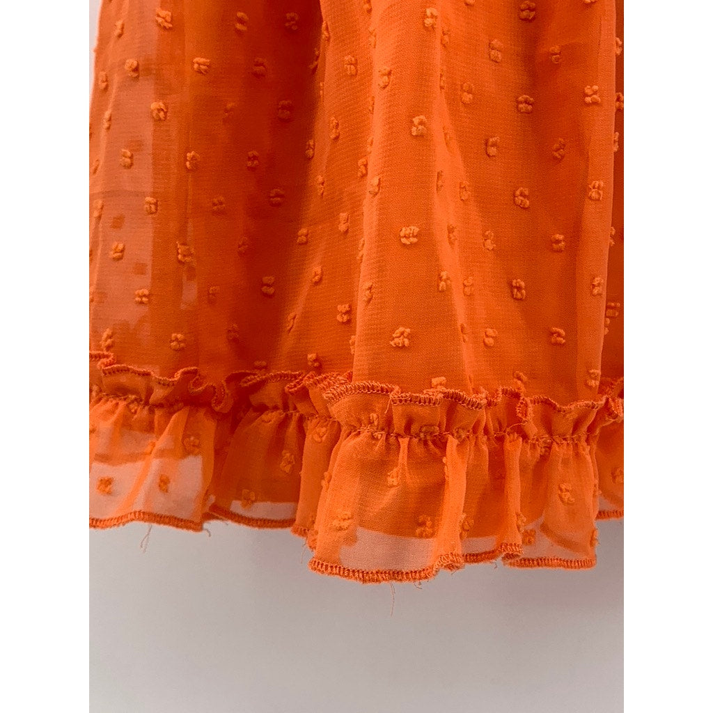 UNBRANDED Women's Orange Chiffon Ruched Hem Fit & Flare Coquette Skirt SZ S