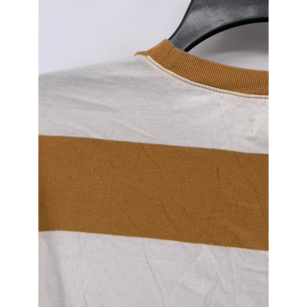 MADEWELL Women's Tan-White Striped Oversized Top SZ M