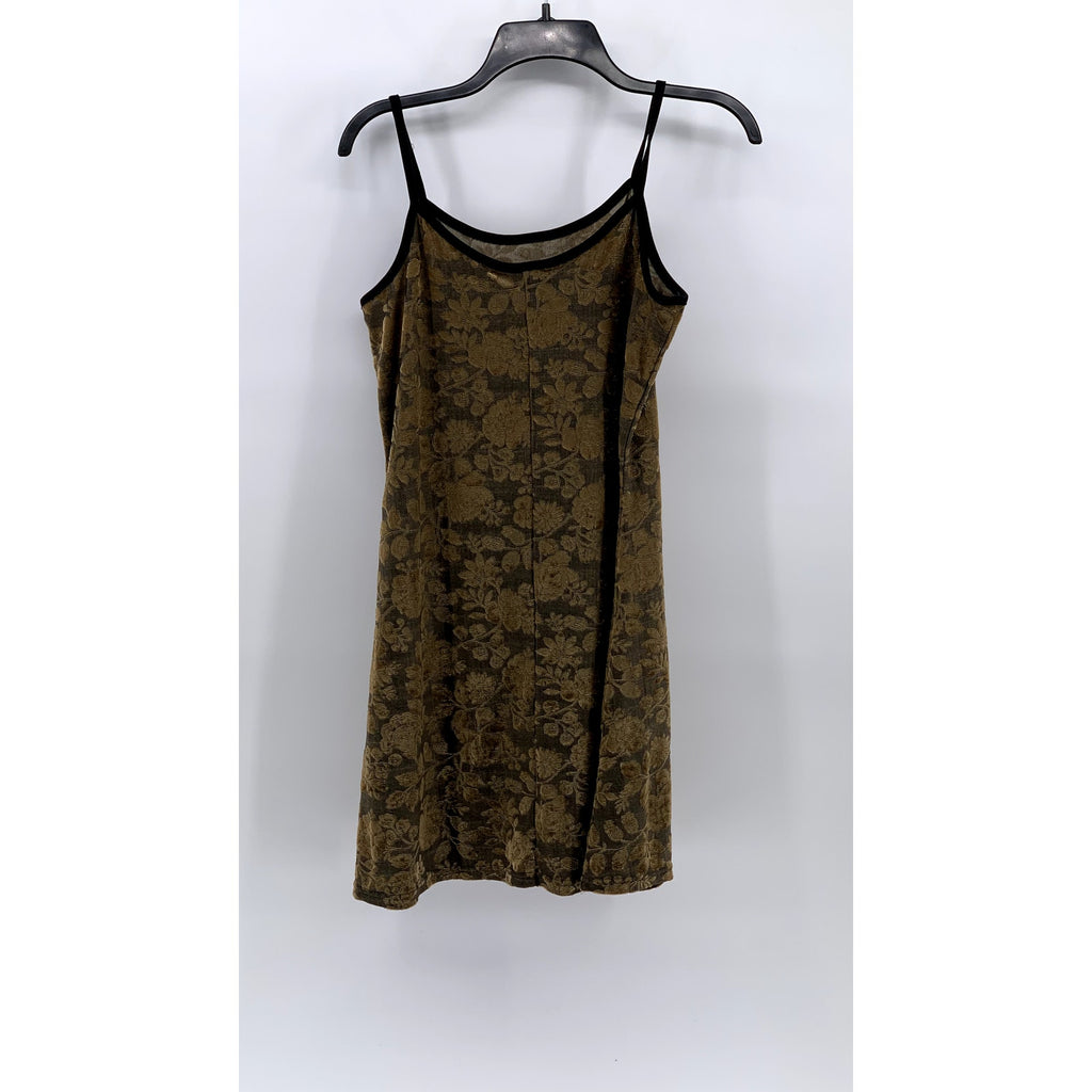 21 TWENTY ONE Women's Brown Velour Floral Scoop-Neck A-Line Mini Dress SZ M