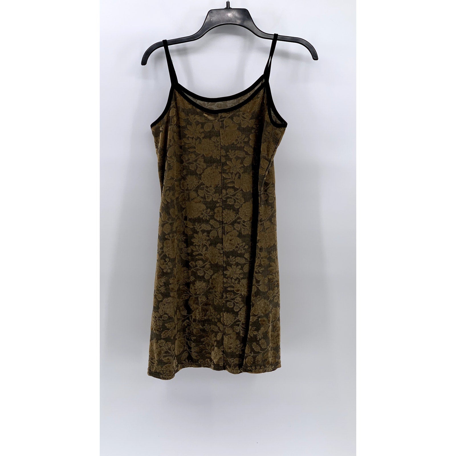 21 TWENTY ONE Women's Brown Velour Floral Scoop-Neck A-Line Mini Dress SZ M