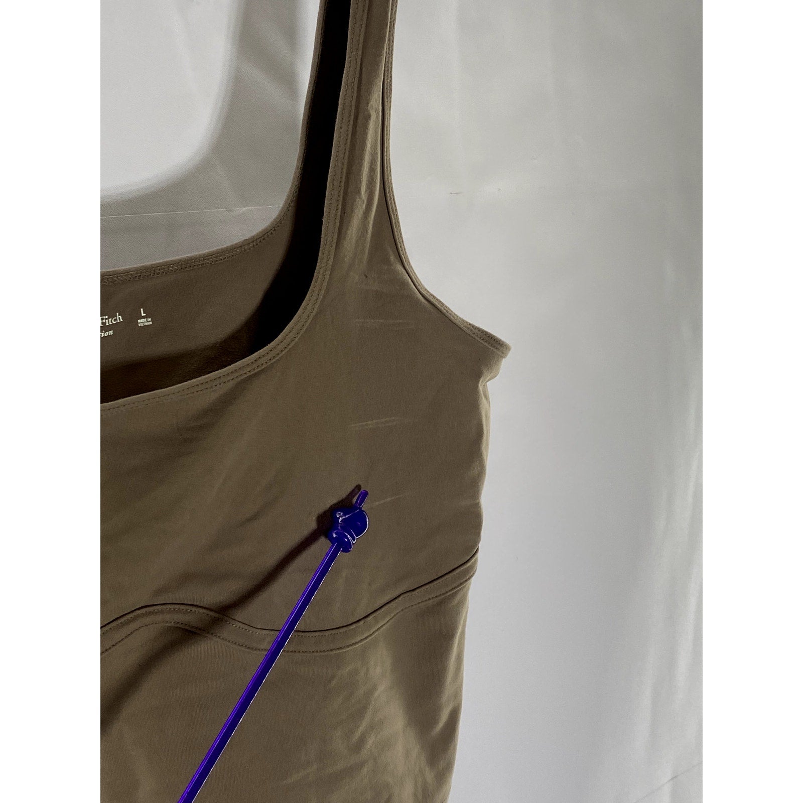 ABERCROMBIE & FITCH Women's Brown Straight-Neck Cropped Tank Top SZ L