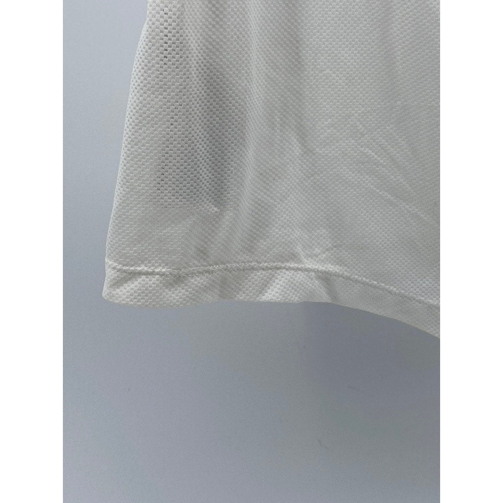 NIKE Women's White Crewneck Dri-Fit Large Swoosh Short Sleeve Running Top SZ M