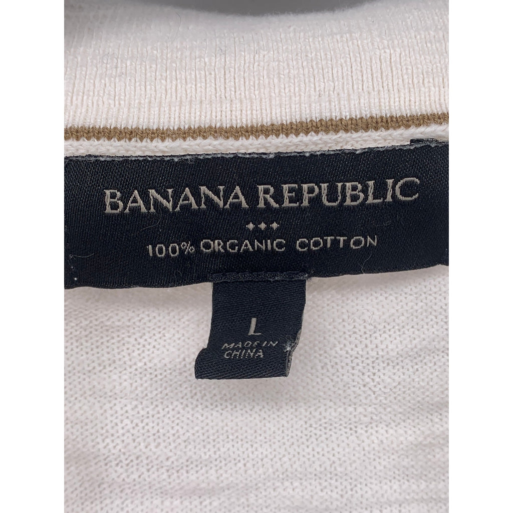 BANANA REPUBLIC Men's Off-White Short Sleeve Organic Cotton Polo Shirt SZ L