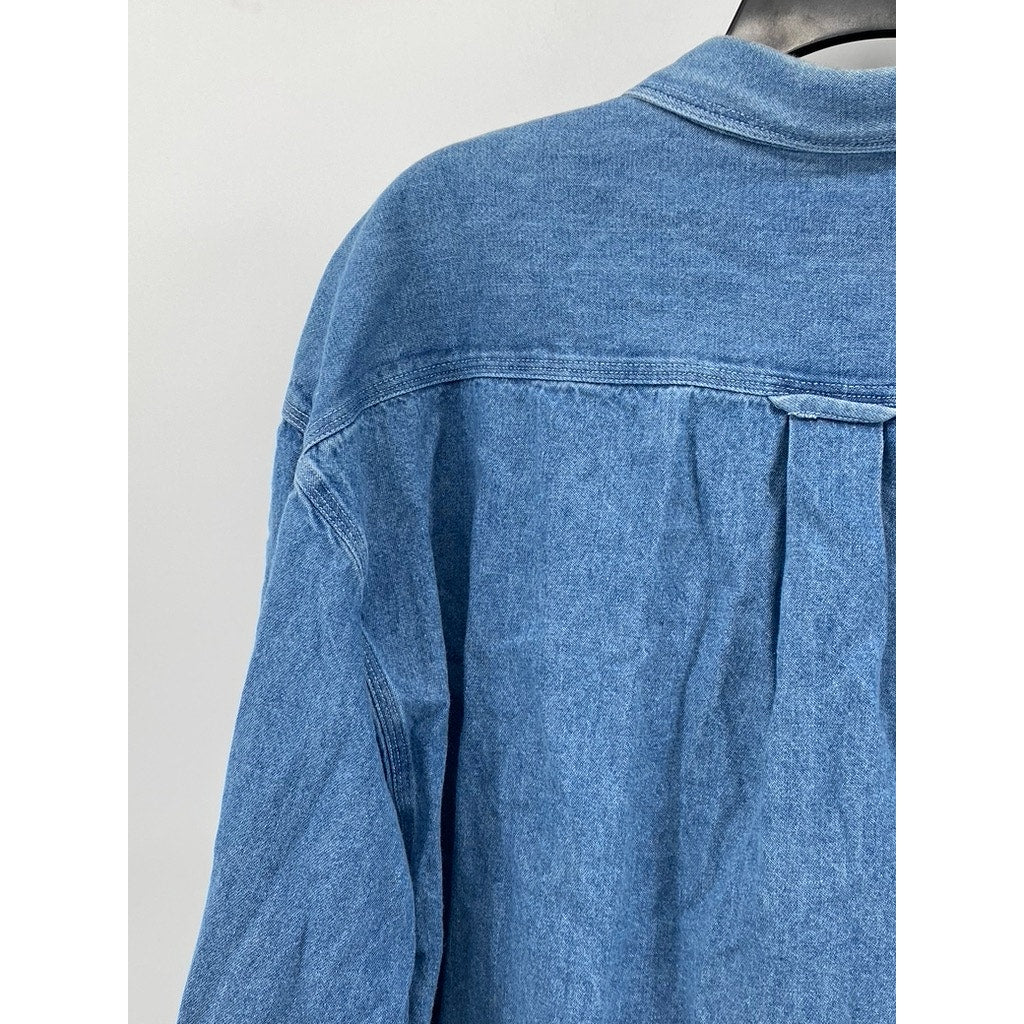 OUTRIGGER Men's Vintage Blue Denim Button-Up Long Sleeve Shirt SZ 2XL
