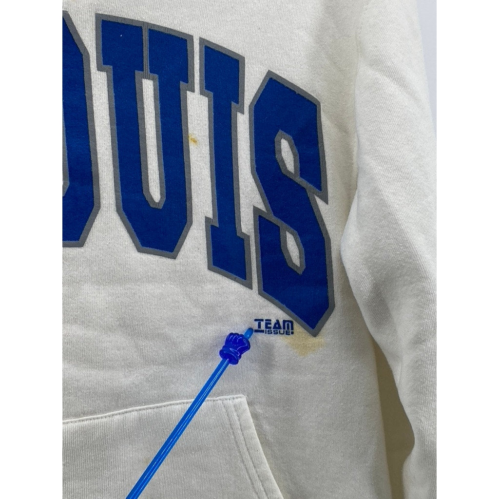 RUSSELL ATHLETIC Unisex Adult White-Blue St. Louis Logo Pullover Hoodie SZ M
