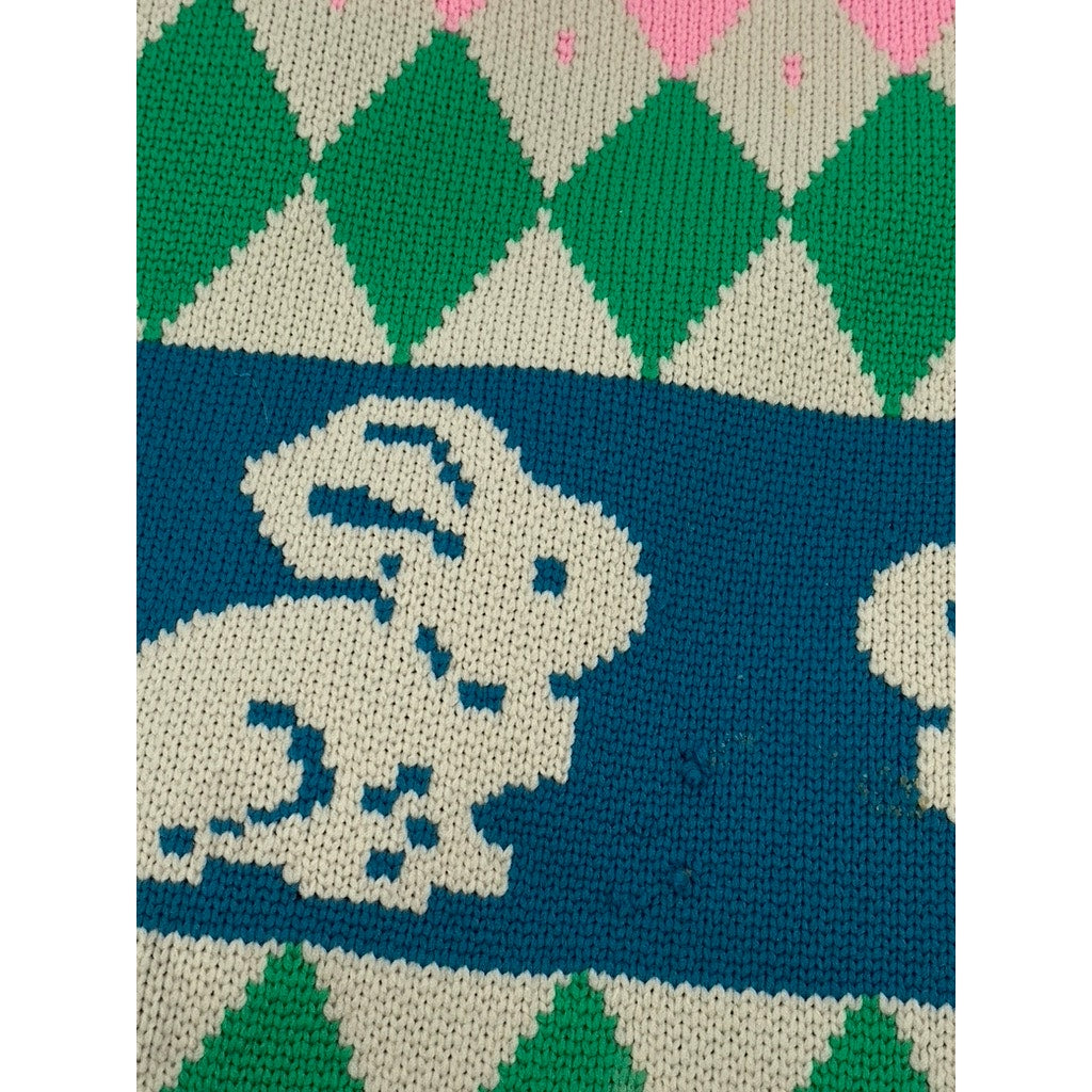 UNBRANDED Women's Pink-Blue-Green Rabbit Print Handmade Small Tote Bag SZ OS