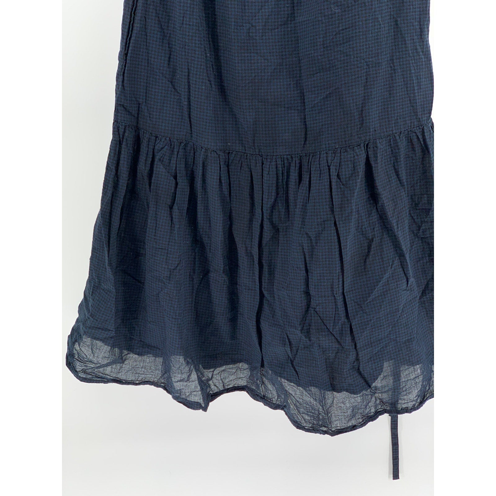 UNIQLO Women's Navy-Black Gingham Split Tie-Neck Sleeveless Belted Dress SZ XS