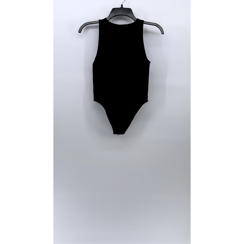 PULL & BEAR Women's Black Solid Sleeveless Gusset Bodysuit Top SZ S