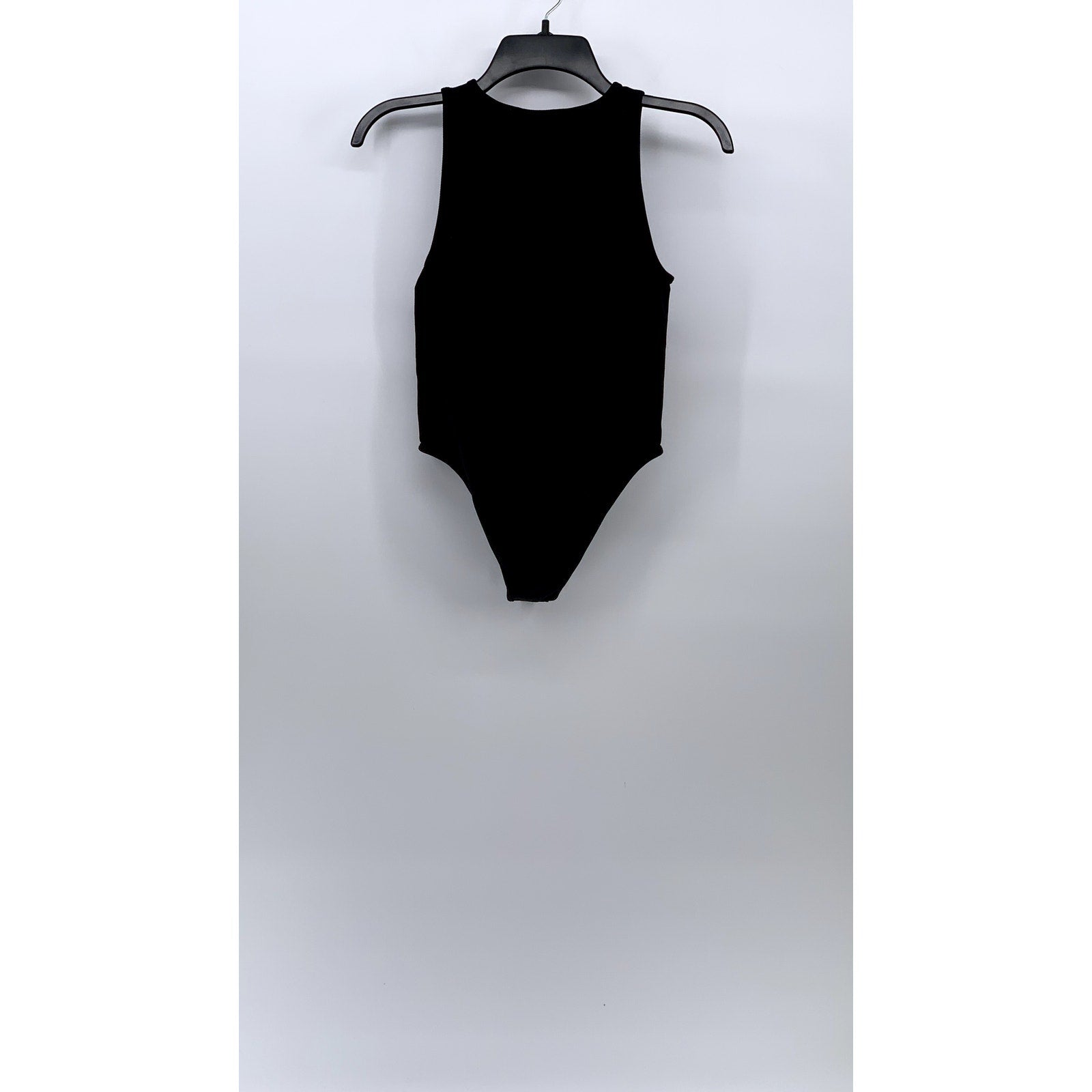 PULL & BEAR Women's Black Solid Sleeveless Gusset Bodysuit Top SZ S